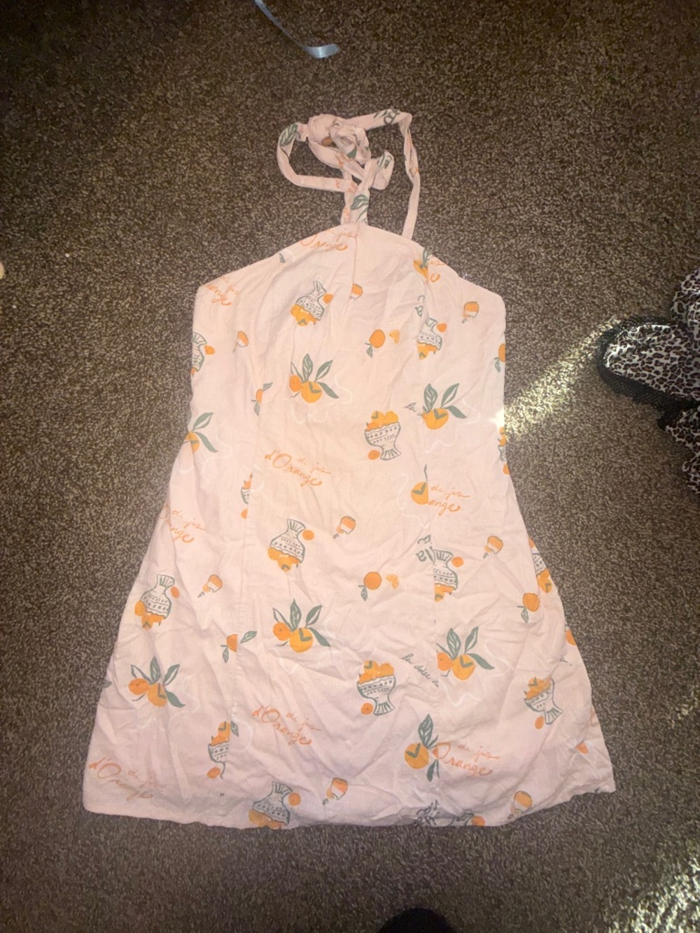 Y2K Orange Print Halter Mini Dress Pink Women’s Small/Medium